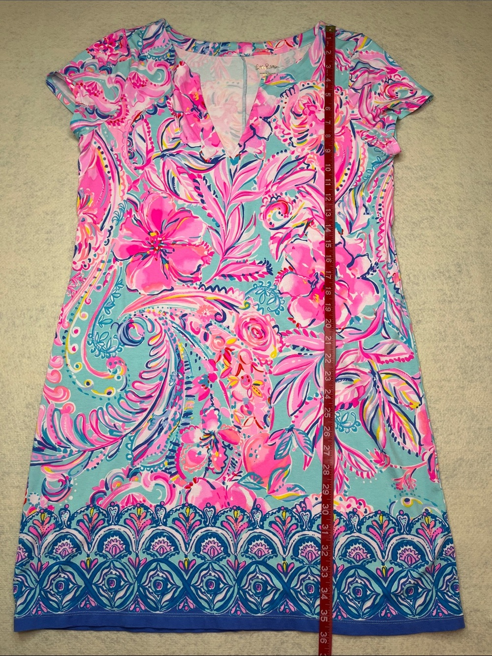 Lilly Pulitzer-“Sophiletta” UPF 50+ Dress in vibrant pink & blue print-XL - Picture 3 of 8